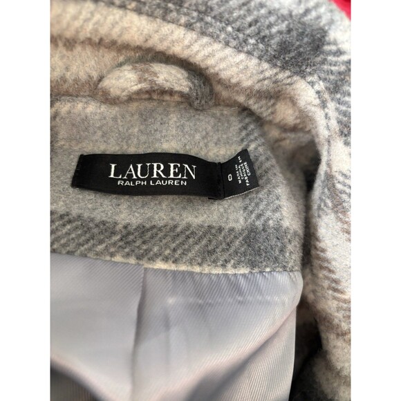 Ralph Lauren Womens Size 0 Double-Breasted Long COAT Wool Tartan A-Line Trench - Picture 7 of 9